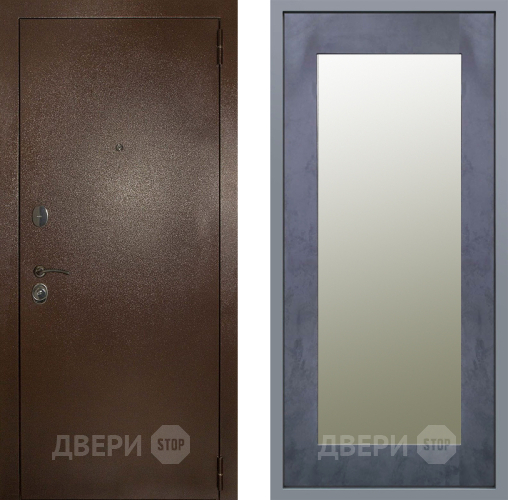 Дверь Заводские двери Эталон 3к антик медь Зеркало Модерн Бетон темный в Серпухове