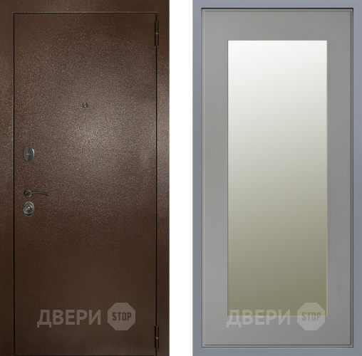 Дверь Заводские двери Эталон 3к антик медь Зеркало Модерн Грей софт в Серпухове