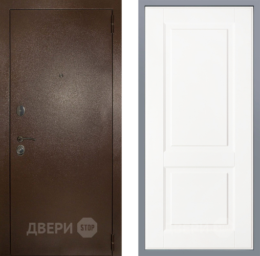 Дверь Заводские двери Эталон 3к антик медь Доррен Белый софт в Серпухове