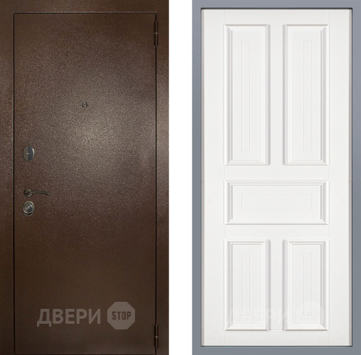 Дверь Заводские двери Эталон 3к антик медь Уругвай Белый софт в Серпухове