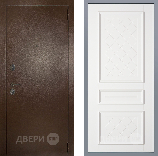 Дверь Заводские двери Эталон 3к антик медь Урбино Белый софт в Серпухове