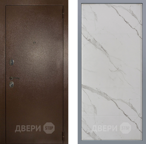 Дверь Заводские двери Эталон 3к антик медь Тривия Мрамор белый в Серпухове