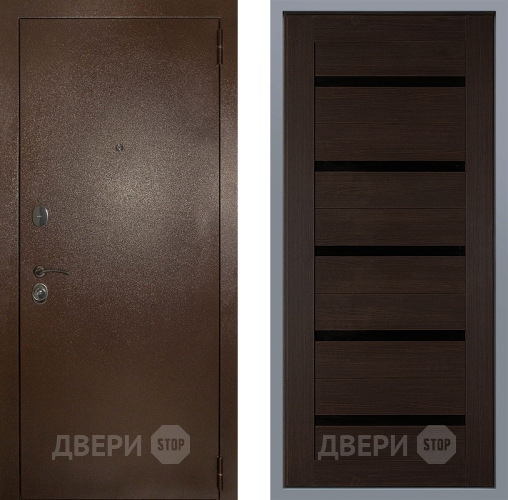 Дверь Заводские двери Эталон 3к антик медь СБ-1 орех тисненый в Серпухове