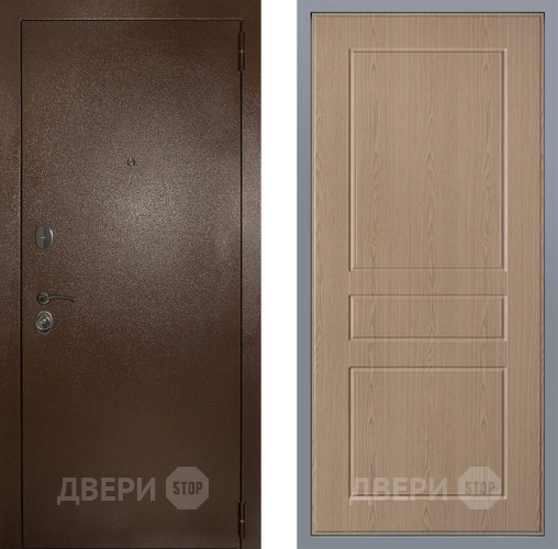 Дверь Заводские двери Эталон 3к антик медь К-2 Беленый дуб в Серпухове