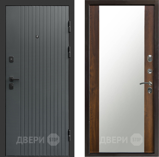 Входная металлическая Дверь Престиж Tvist Grey Зеркало Дуб в Серпухове