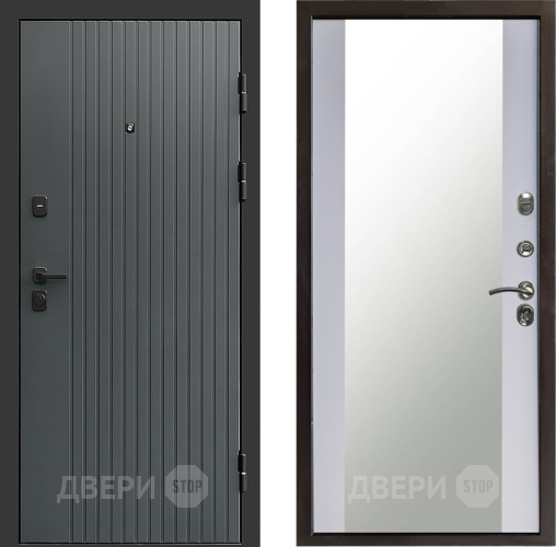 Дверь Престиж Tvist Grey Зеркало Белый софт в Серпухове