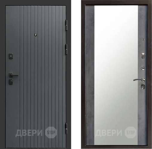 Входная металлическая Дверь Престиж Tvist Grey Зеркало Бетон темный в Серпухове