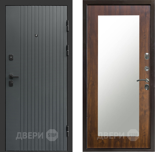 Входная металлическая Дверь Престиж Tvist Grey Зеркло Пастораль Дуб в Серпухове