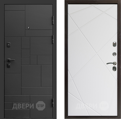 Входная металлическая Дверь Престиж Kvadro Лучи Бетон белый в Серпухове