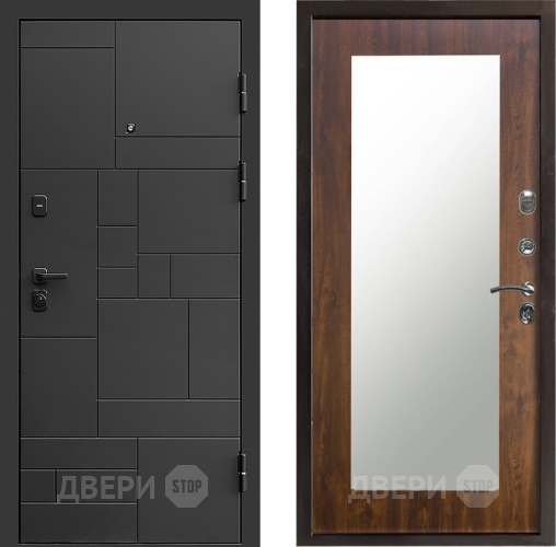 Входная металлическая Дверь Престиж Kvadro Зеркло Пастораль Дуб в Серпухове
