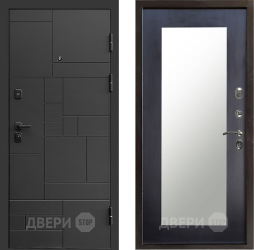 Входная металлическая Дверь Престиж Kvadro Зеркло Пастораль Венге в Серпухове