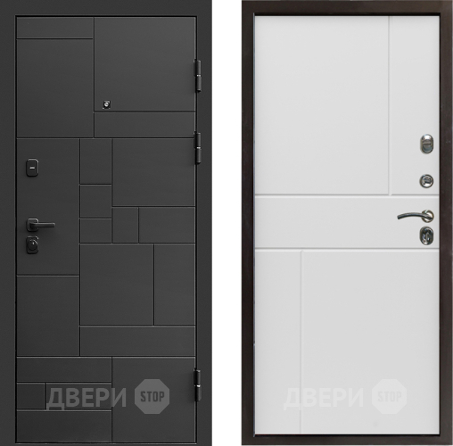Входная металлическая Дверь Престиж Kvadro Горизонт Бетон белый в Серпухове