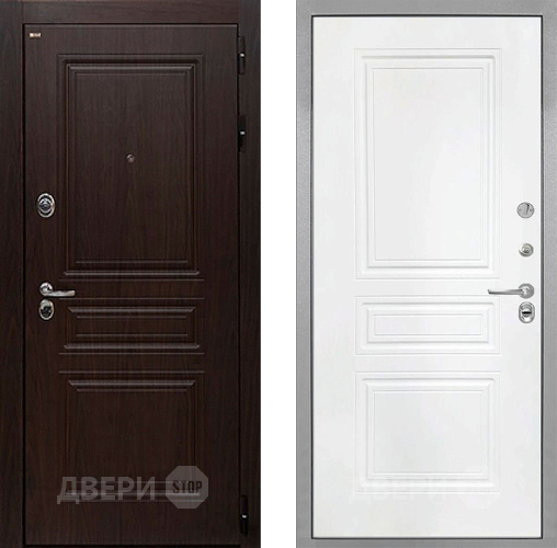 Входная металлическая Дверь Интекрон (INTECRON) Брайтон Тиковое Дерево ФЛ-243 Белый матовый в Серпухове
