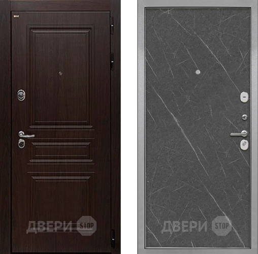 Входная металлическая Дверь Интекрон (INTECRON) Брайтон Тиковое Дерево Гладкая Гранит лава оникс в Серпухове