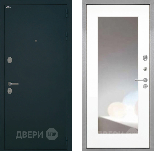 Входная металлическая Дверь Интекрон (INTECRON) Греция ФЛЗ-120-М Зеркало Белый матовый в Серпухове