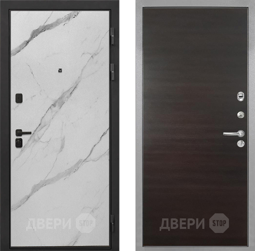Входная металлическая Дверь Интекрон (INTECRON) Профит Black Мрамор Арктик Гладкая Эковенге поперечный в Серпухове
