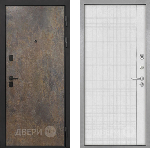 Входная металлическая Дверь Интекрон (INTECRON) Профит Black Гранж В-07 с молдингом Лофт белый в Серпухове