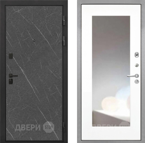 Дверь Интекрон (INTECRON) Профит Black Гранит Лава Оникс ФЛЗ-120-М Зеркало Белый матовый в Серпухове