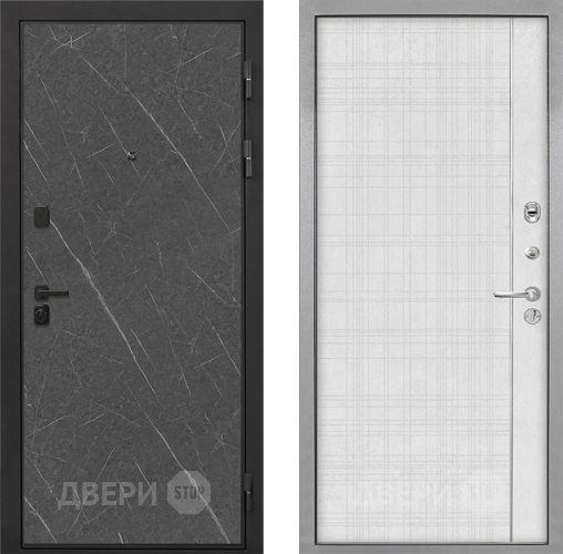 Входная металлическая Дверь Интекрон (INTECRON) Профит Black Гранит Лава Оникс В-07 с молдингом Лофт белый в Серпухове