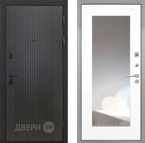 Входная металлическая Дверь Интекрон (INTECRON) Профит Black ФЛ-295 ФЛЗ-120-М Зеркало Белый матовый в Серпухове