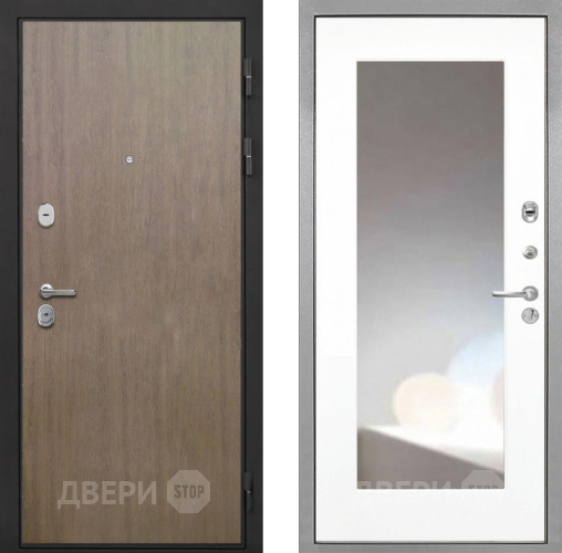 Дверь Интекрон (INTECRON) Гектор Венге Коричневый ФЛЗ-120-М Зеркало Белый матовый в Серпухове