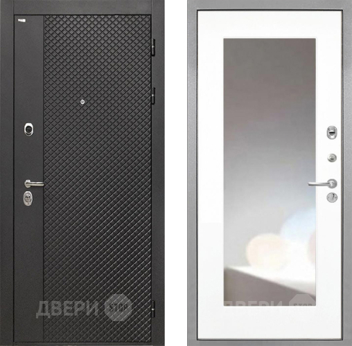 Дверь Интекрон (INTECRON) Олимпия Black 4К ФЛЗ-120-М Зеркало Белый матовый в Серпухове