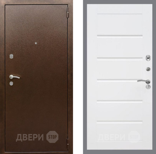 Входная металлическая Дверь Рекс (REX) 1А Медный Антик Сити Белый ясень в Серпухове