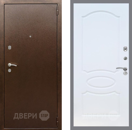 Дверь Рекс (REX) 1А Медный Антик FL-128 Белый ясень в Серпухове