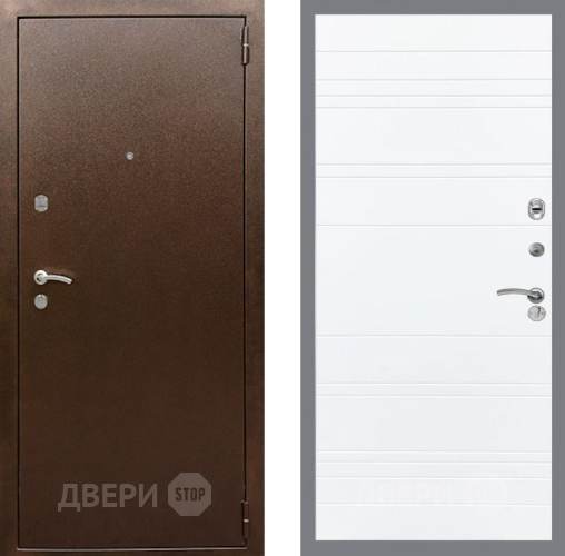 Входная металлическая Дверь Рекс (REX) 1А Медный Антик Line Силк Сноу в Серпухове
