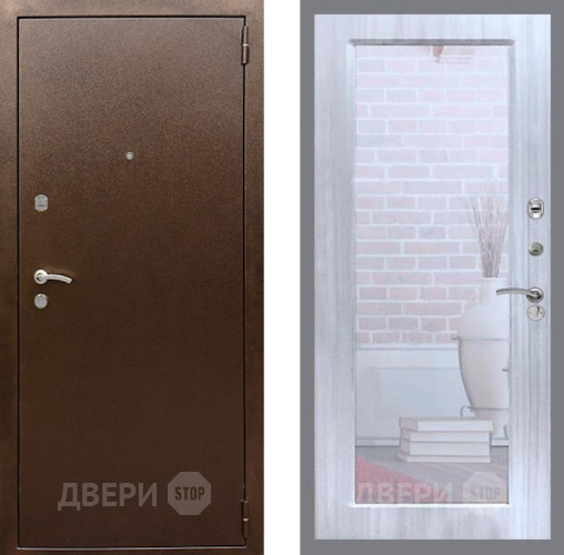 Входная металлическая Дверь Рекс (REX) 1А Медный Антик Зеркало Пастораль Сандал белый в Серпухове
