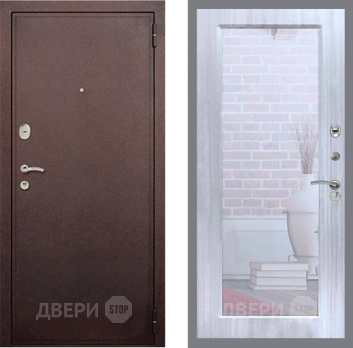 Входная металлическая Дверь Рекс (REX) 2 Медный Антик Зеркало Пастораль Сандал белый в Серпухове