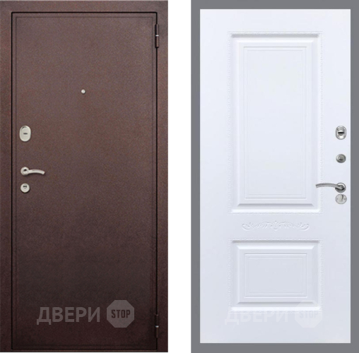 Дверь Рекс (REX) 2 Медный Антик Смальта Силк Сноу в Серпухове