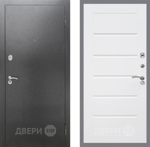 Входная металлическая Дверь Рекс (REX) 2А Серебро Антик Сити Белый ясень в Серпухове
