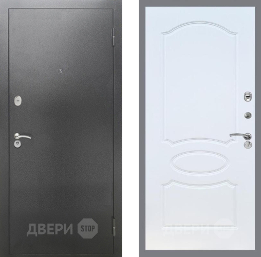 Дверь Рекс (REX) 2А Серебро Антик FL-128 Белый ясень в Серпухове