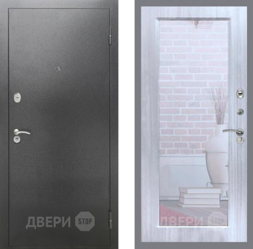 Входная металлическая Дверь Рекс (REX) 2А Серебро Антик Зеркало Пастораль Сандал белый в Серпухове