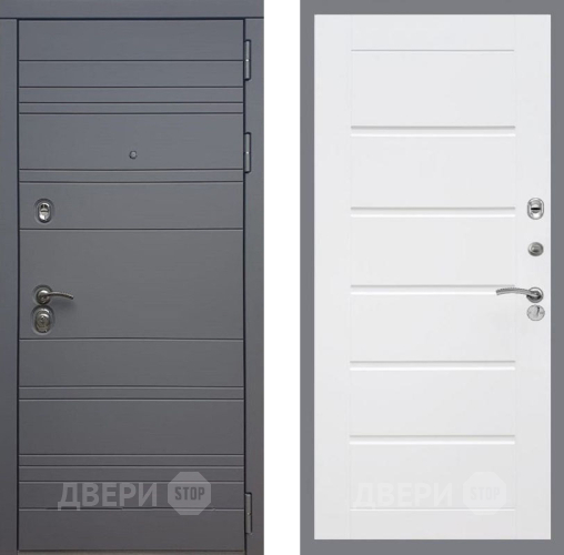 Входная металлическая Дверь Рекс (REX) 14 силк титан Сити Белый ясень в Серпухове