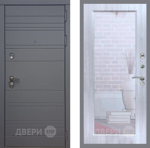 Входная металлическая Дверь Рекс (REX) 14 силк титан Зеркало Пастораль Сандал белый в Серпухове