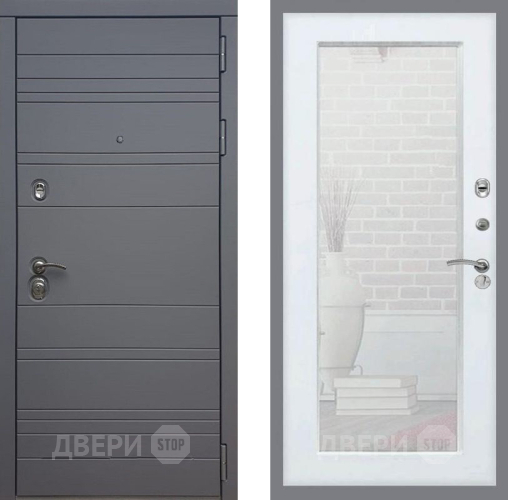 Входная металлическая Дверь Рекс (REX) 14 силк титан Зеркало Пастораль Силк Сноу в Серпухове