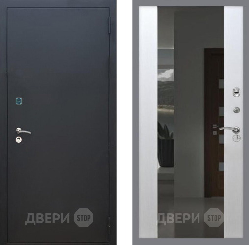 Входная металлическая Дверь Рекс (REX) 1A Черный Муар СБ-16 с Зеркалом Лиственница беж в Серпухове