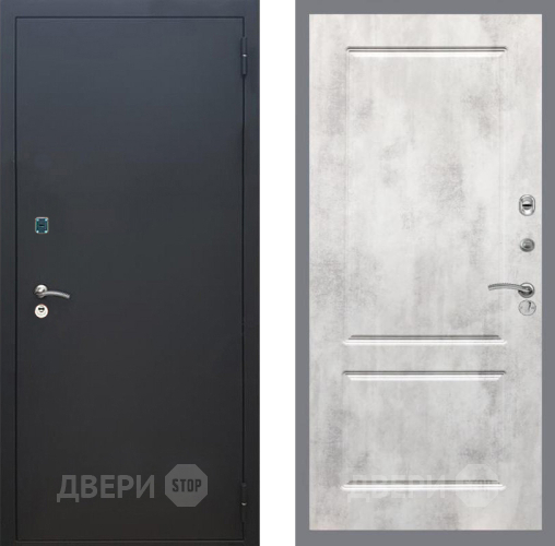 Входная металлическая Дверь Рекс (REX) 1A Черный Муар FL-117 Бетон светлый в Серпухове