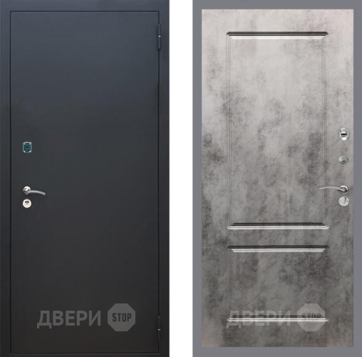 Входная металлическая Дверь Рекс (REX) 1A Черный Муар FL-117 Бетон темный в Серпухове