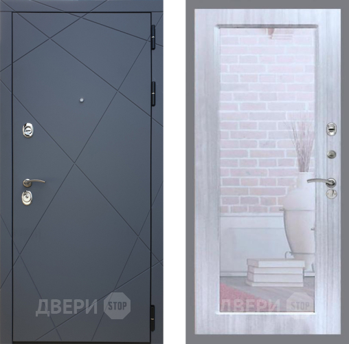 Входная металлическая Дверь Рекс (REX) 13 Силк Титан Зеркало Пастораль Сандал белый в Серпухове