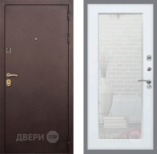 Входная металлическая Дверь Рекс (REX) Лайт 3К Зеркало Пастораль Белый ясень в Серпухове