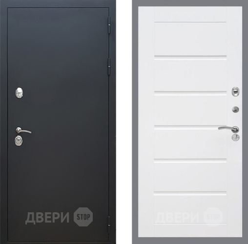 Дверь Рекс (REX) 5 Черный Муар Сити Белый ясень в Серпухове