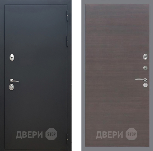 Входная металлическая Дверь Рекс (REX) 5 Черный Муар GL венге поперечный в Серпухове