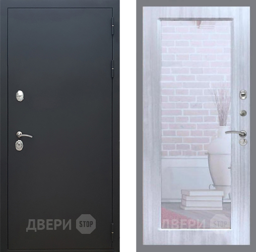 Входная металлическая Дверь Рекс (REX) 5 Черный Муар Зеркало Пастораль Сандал белый в Серпухове