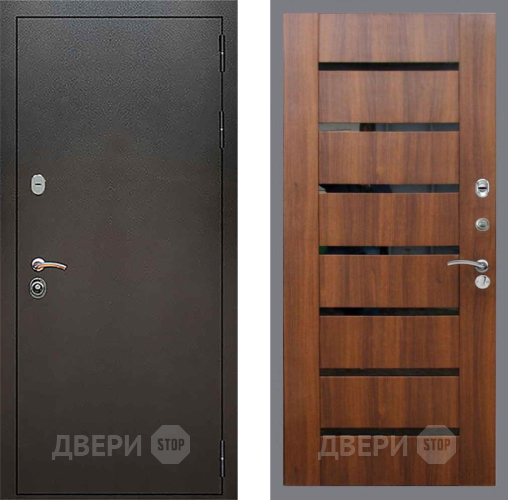 Входная металлическая Дверь Рекс (REX) 5 Серебро Антик СБ-14 стекло черное Орех бренди в Серпухове