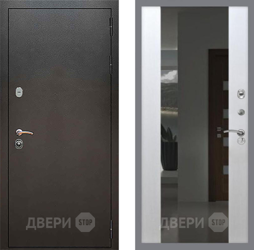 Входная металлическая Дверь Рекс (REX) 5 Серебро Антик СБ-16 с Зеркалом Лиственница беж в Серпухове